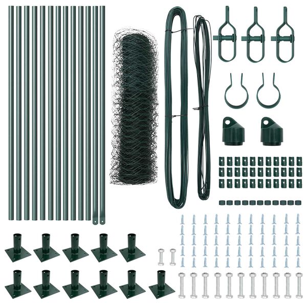 vidaXL Stängselstolpe Grön 25 x 0,4 m (50 mm nät) Stål och PVC