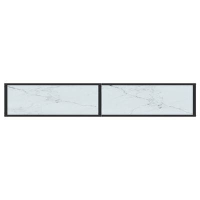 vidaXL Konsolbord vit marmor 200x35x75,5 cm härdat glas