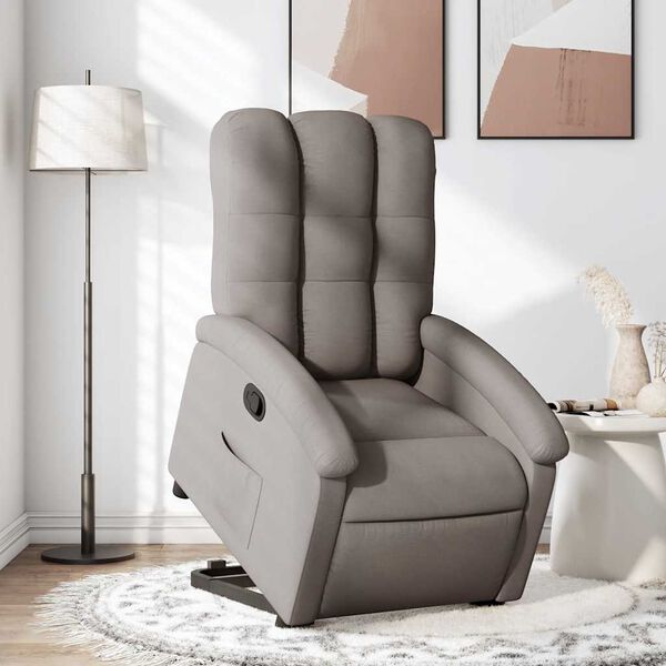 vidaXL Reclinerf&aring;t&ouml;lj med uppresningshj&auml;lp taupe tyg