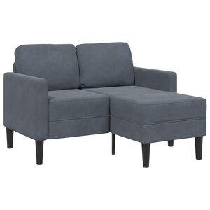 vidaXL 2-sitssoffa med sch&auml;slong L-formad m&ouml;rkgr&aring; 125 cm sammet