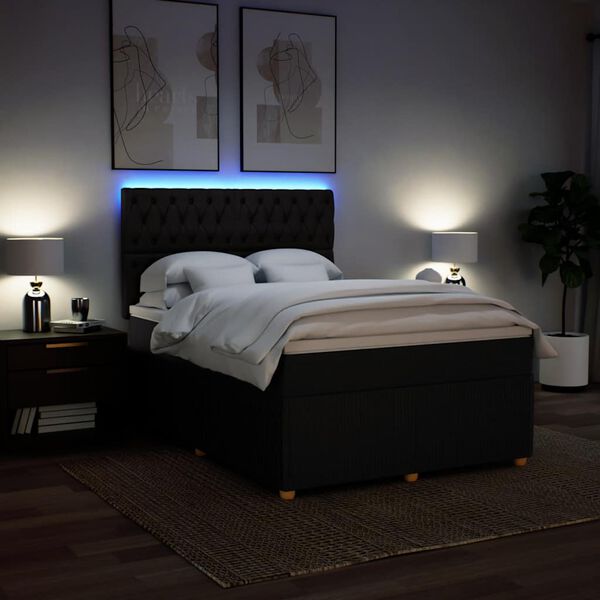 vidaXL Rams&auml;ng med madrass svart 160x200 cm tyg