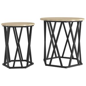 vidaXL Kaffeebord 2 pcs Sonoma-ek Konstruerat tr&auml; och st&aring;l