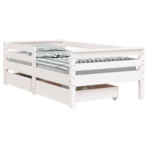 vidaXL S&auml;ngram f&ouml;r barns&auml;ng m. l&aring;dor vit 70x140 cm massiv furu
