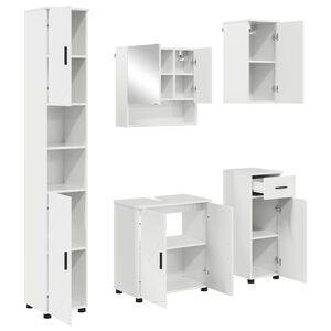 vidaXL Badrumsm&ouml;belset 5 st H&ouml;gblanka vita 61 x 35 x 64 cm