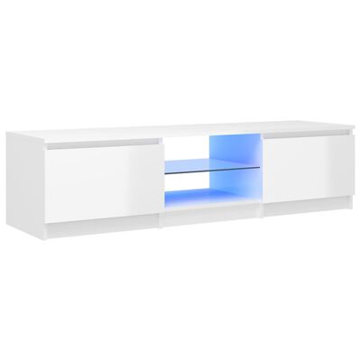 vidaXL TV-bänk med LED-belysning vit högglans 140x40x35,5 cm