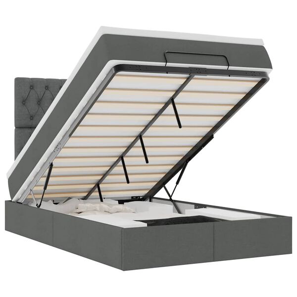 vidaXL Ottoman s&auml;ngram med madrass m&ouml;rkgr&aring; 120x200 cm tyg