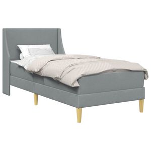 vidaXL S&auml;ngram med madrass med huvudgavel Ljusgr&aring; 90 x 190 cm tyg