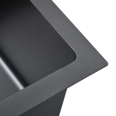 vidaXL Handgjord diskho svart rostfritt stål