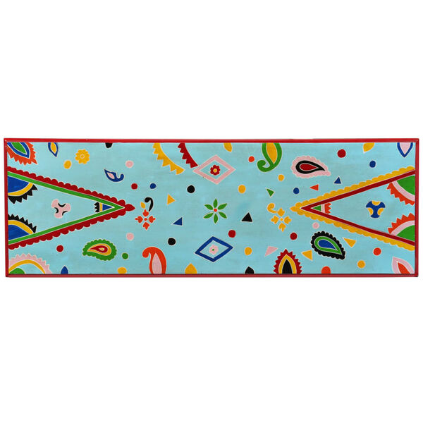 vidaXL Skänk massivt mangoträ blå handmålad