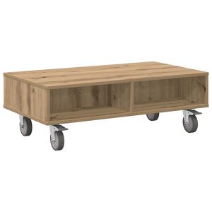 vidaXL Sido bord med hjul Artisan Ek 90 x 50 x 30 cm Konstruerat tr&auml;