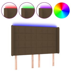vidaXL S&auml;nggavel LED m&ouml;rkbrun 147x16x118/128 cm tyg