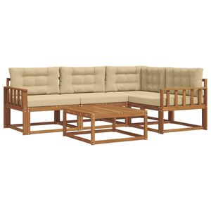 vidaXL Utomhussoffset med kudde 5 pcs Naturlig och Beige