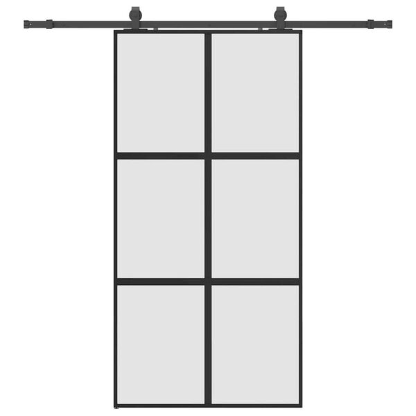 vidaXL Skjutd&ouml;rr med beslag svart 102,5x205 cm h&auml;rdat glas