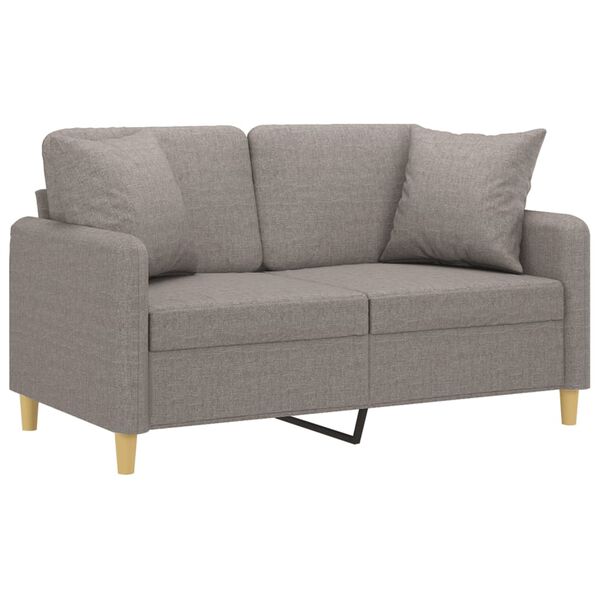 vidaXL 2-sits soffa med prydnadskuddar taupe 120 cm tyg