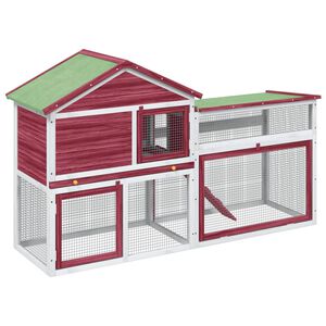 vidaXL Kaninbur r&ouml;d 185,5x60,5x109,5 cm massiv furu