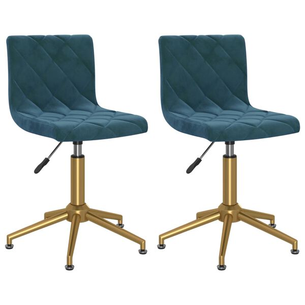 vidaXL Snurrbara matstolar 2 st bl&aring; sammet