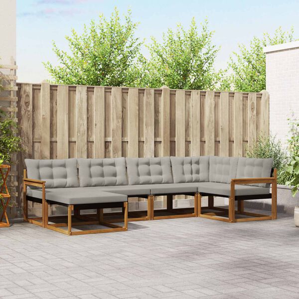 vidaXL Utomhussoffset 6 pcs Naturlig och Ljus Gr&aring; Massivt Akaciatr&auml;