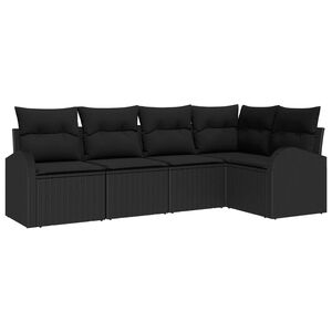 vidaXL Tr&auml;dg&aring;rdsoffset med kudde med lagring 5 pcs Svart konstrotting