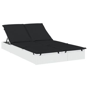 vidaXL Sols&auml;ng f&ouml;r 2 personer med dynor vit konstrotting