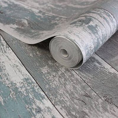Tophic Tapet Wooden Planks mörkgrå och blå