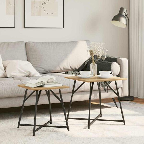 vidaXL Sidobordsset 2 pcs Artisan Ek och Svart