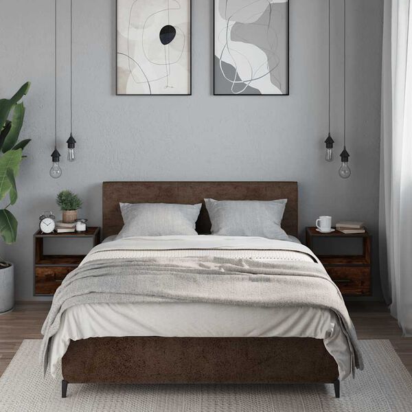 vidaXL Väggmonterade sängbord 2 st rökfärgad ek 40x31x39,5 cm