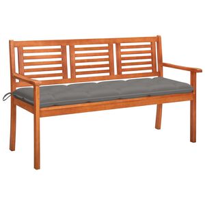 vidaXL Tr&auml;dg&aring;rdsb&auml;nk 3-sits med dyna 150 cm massivt eukalyptustr&auml;