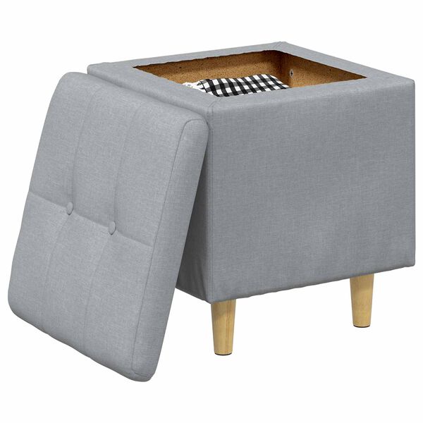 vidaXL Ottoman med f&ouml;rvaring med kudde Ljusgr&aring; 40 x 40 x 45 cm tyg