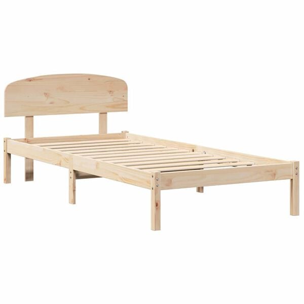 vidaXL S&auml;ngram med huvudgavel Naturf&auml;rg 75 x 190 cm Massiv furu