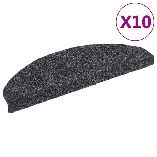 vidaXL Trappmattor självhäftande 10 st 65x21x4 cm mörkgrå halvrunda stora