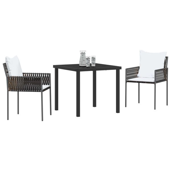 vidaXL Tr&auml;dg&aring;rdsm&ouml;belset 3 pcs Brun och svart PE Rattan