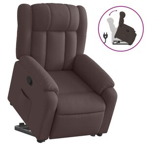 vidaXL Reclinerf&aring;t&ouml;lj med uppresningshj&auml;lp m&ouml;rkbrun tyg