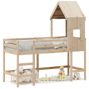 vidaXL V&aring;ningss&auml;ng med stege och tak 80x200 cm massiv furu