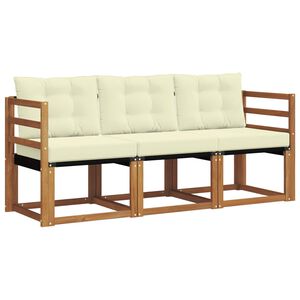 vidaXL Utomhussoffset med kudde 3 pcs Naturlig och Gr&auml;dde