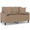 vidaXL 2-sits soffa med prydnadskuddar cappuccino 120 cm konstl&auml;der