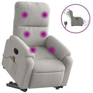 vidaXL Elektrisk massagef&aring;t&ouml;lj med uppresningshj&auml;lp mikrofibertyg