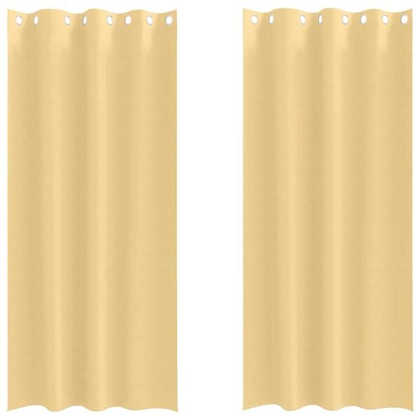 vidaXL M&ouml;rkl&auml;ggningsgardiner med Ringar 2 pcs Beige 260 x 140 cm