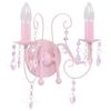 vidaXL V&auml;gglampa med p&auml;rlor rosa 2 x E14-lampor