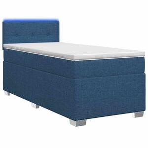 vidaXL Boxspring s&auml;ng med madrass och LED Bl&aring; 80 x 200 cm Tyg