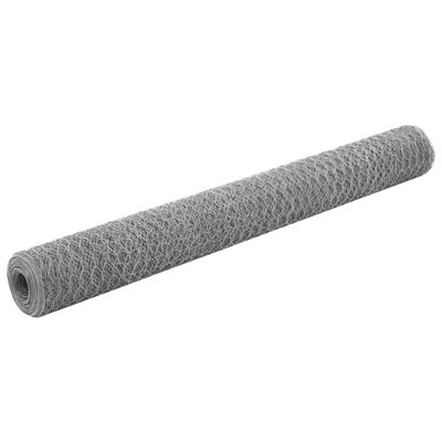 vidaXL Hönsnät stål med PVC-beläggning 25x0,5 m grå