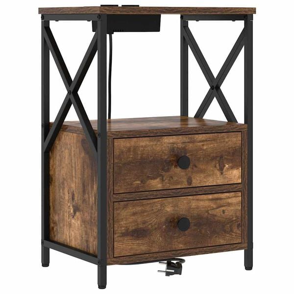 vidaXL Nattduksbord med l&aring;da R&ouml;kt ek 40 x 31 x 60 cm Konstruerat tr&auml;