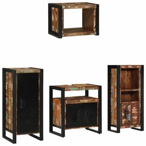 vidaXL Badrumsm&ouml;belset 4 pcs Flerf&auml;rgad och Svart Solid &aring;tervunnen tr&auml;