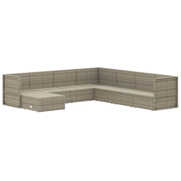 vidaXL Loungegrupp för trädgården med dynor 8 delar grå konstrotting