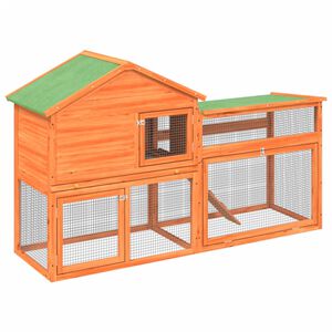 vidaXL Kaninbur brun 185,5x60,5x109,5 cm massiv furu