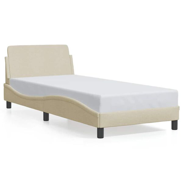 vidaXL Bed Frame with Headboard "Dover" Cream 90x200 cm Fabric
