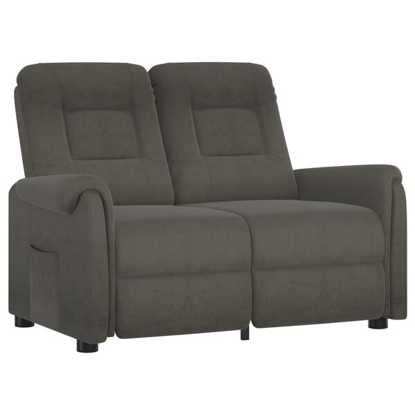 vidaXL Massagef&aring;t&ouml;lj 2-sits m&ouml;rkgr&aring; mikrofibertyg