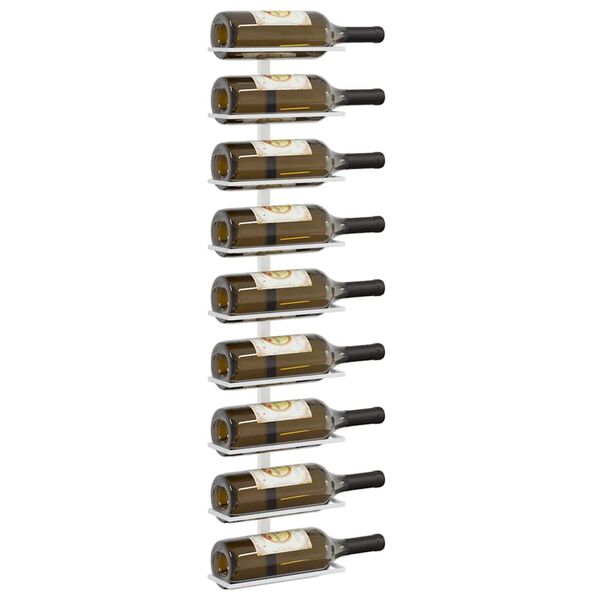 vidaXL V&auml;ggmonterat vinst&auml;ll f&ouml;r 9 flaskor 2 st vit j&auml;rn