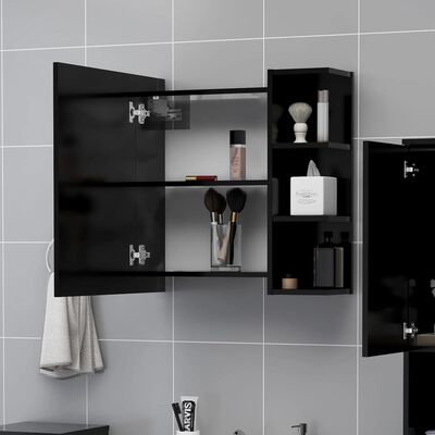 vidaXL Spegelskåp för badrum svart 62,5x20,5x64 cm konstruerat trä