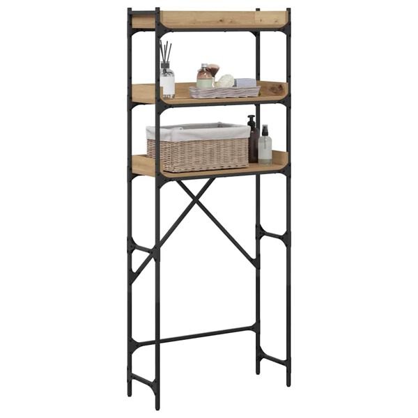 vidaXL Tvättmaskins hylla Artisan Ek 67 x 25 x 163 cm Konstruerat trä