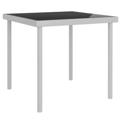 vidaXL Matbord för trädgården ljusgrå 80x80x72 cm glas och stål